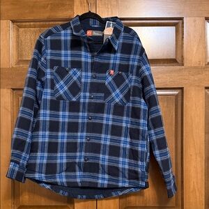 Blue Plaid Men's Sherpa Jacket